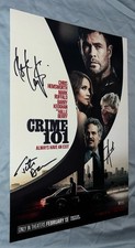 Crime 101 Signed Cast 12x18 Photo x3 Tate Donovan, Corey Hawkins, Bart Layton
