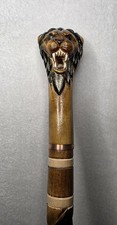 Cane Walking Stick Wooden Carved Handmade - Lion