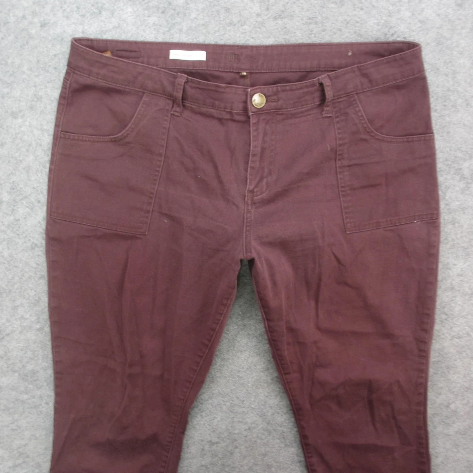 KUT from the Kloth Jeans Womens 16 Burgundy Ankle Skinny Raw Hem Patch Pockets - Image 2 of 4