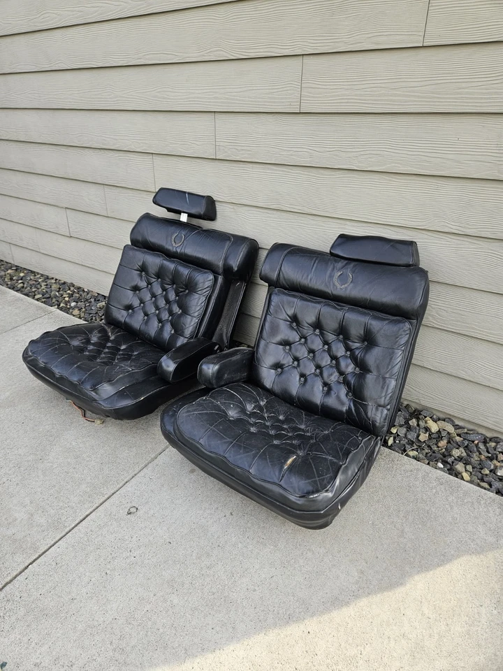 87-92 Cadillac Brougham DeElegance Asientos Cuero Negro PASAJERO CONDUCTOR DELANTERO Foto 3 de 4