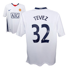 Maglia calcio Carlos Tevez firmata Manchester Utd away #32 con testimone Beckett