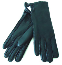 Women's Black Geniune Leather Faux Fur Lining Gloves Size-S