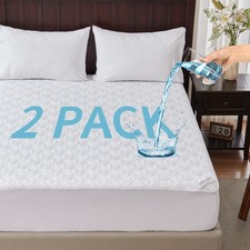 2 Pack Waterproof Mattress Protector, Full Size Mattress Pad with Deep Pocket...