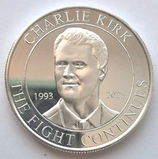 1 Troy Ounce .999 Pure Silver TPUSA Coin – “The Fight Continues” by Charlie Kirk