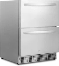 24 Inch under Counter Double Drawer Fridge, Stainless Steel Outdoor Beverage Ref