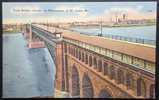 Eads Bridge St Louis Missouri Postcard Tichnor Linen Paul Monroe Co Unused
