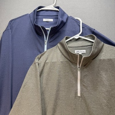 (Lot of 2) Peter Millar Quarter Zip Pullover Regular Fit XL Blue Grey PSCU Golf