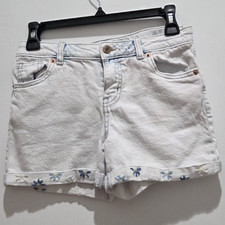 Cat  Jack Girls Light Wash Denim Shorts Floral Hem Stretch Pockets L 10/12