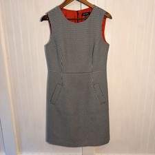 Houndstooth Dress womens 8 pockets black white red lining short length Nine West