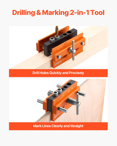 WISSTTE Self Centering Dowel Jig Plus 6 Inch Widen Wood Dowel Jig,doweling Jig Self Centering
