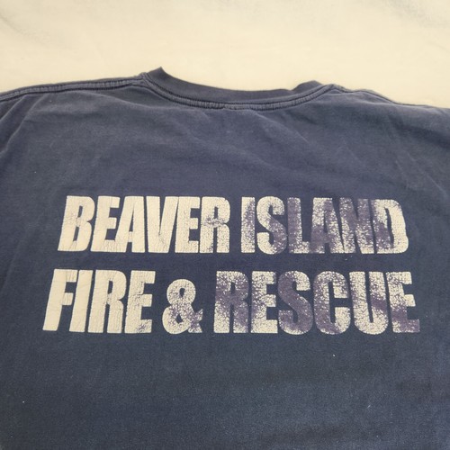 Beaver Island Station 57 Fire Rescue Dept Thrashed T-Shirt Herren XL Blau A23