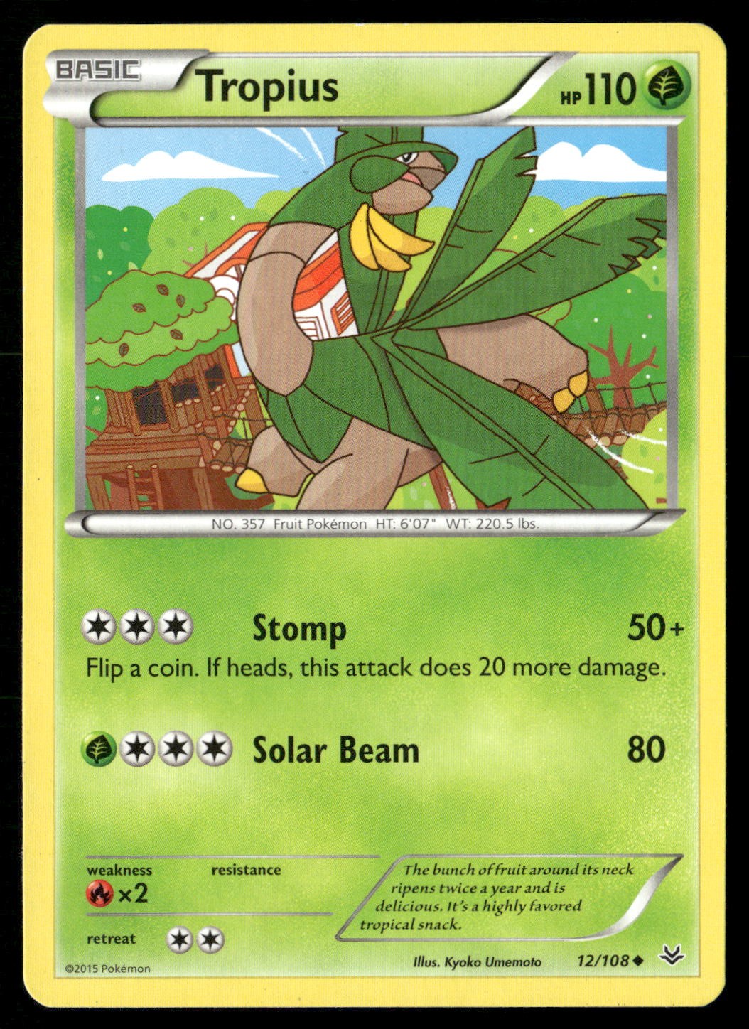 Tropius 12/108 Uncommon Roaring Skies Pokemon Lightly Played