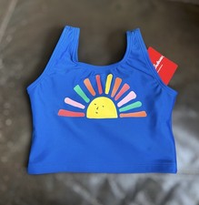 Hanna Andersson Toddler Girl Sz 4 Sunshine Swim Tank Top Sun Baltic Blue New