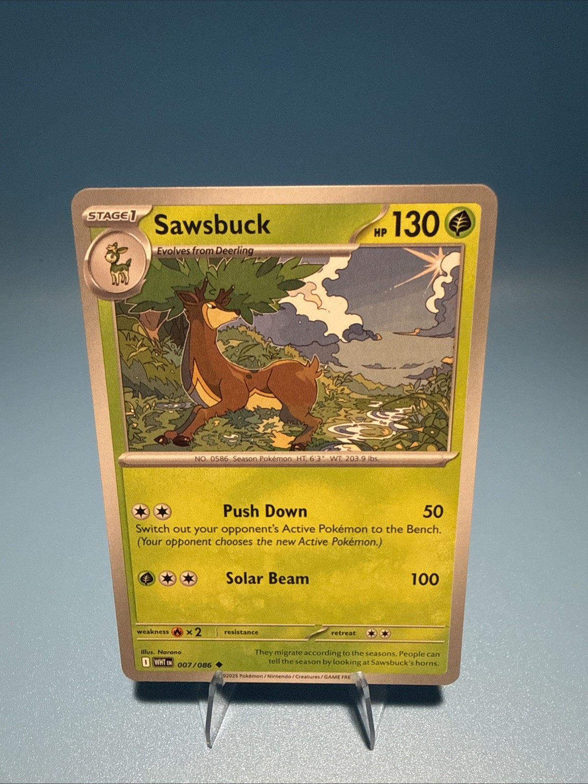Sawsbuck 7/86 White Flare WHT -Near Mint- Pokemon TCG