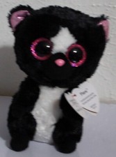 NEW, TY BEANIE BOOS "FLORA" THE SKUNK 6" BLACK  WHITE with TAGS