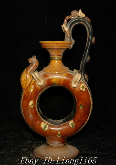 11 "Old Tang Sancai Keramik Dynastie Dragon Phoenix Griff Wein Teekanne Flagon