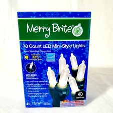 New Merry Brite 70 LED Mini Lights Warm White Bulbs Green Wire Christmas Wedding