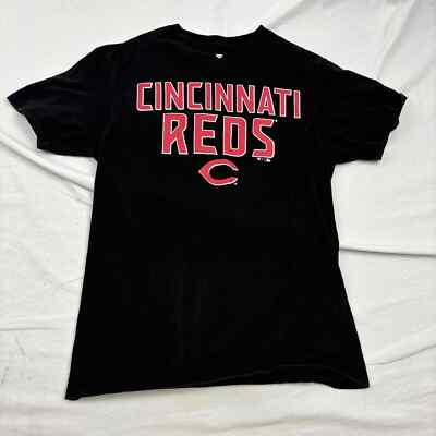 Fanatics Cincinnati Reds T Shirt Black Short Sleeve Graphic Logo Small 