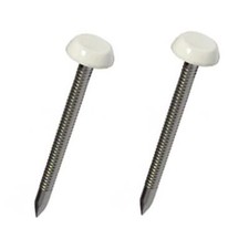 50 x White UPVC 30mm Poly Top Pins Nails Plastic Headed Fascia Fixings
