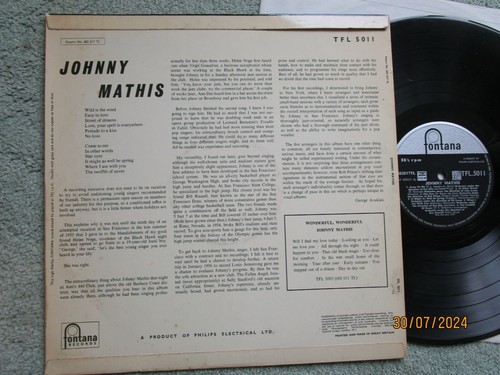 JOHNNY MATHIS JOHNNY MATHIS Fontana TFL 5011 MONO VINYL LP Album - Picture 2 of 4