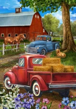 BRIARWOOD COUNTRY LANE HORSE FARM TRUCK BARN DERBY MINI WINDOW GARDEN YARD FLAG