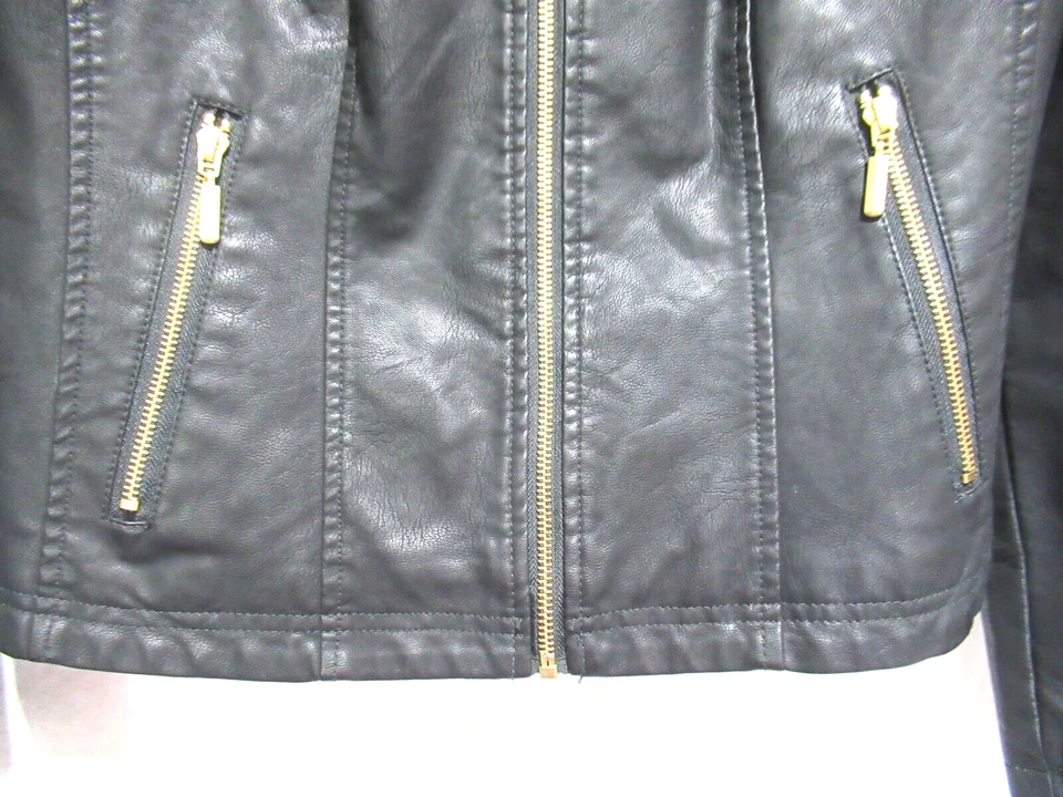 Chaqueta corta de motociclista Baccini talla grande de cuero sintético negro Foto 2 de 4