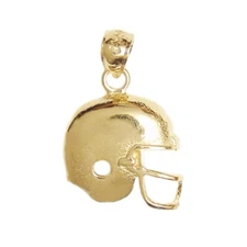 New 14k Yellow Gold Football Helmet Pendant