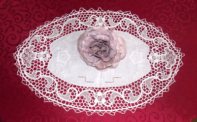ARTABLE Napperon rond en dentelle grise en lin avec écharpe et petit napperon de table rustique pour cuisine, maison, salle à manger (gris pierre