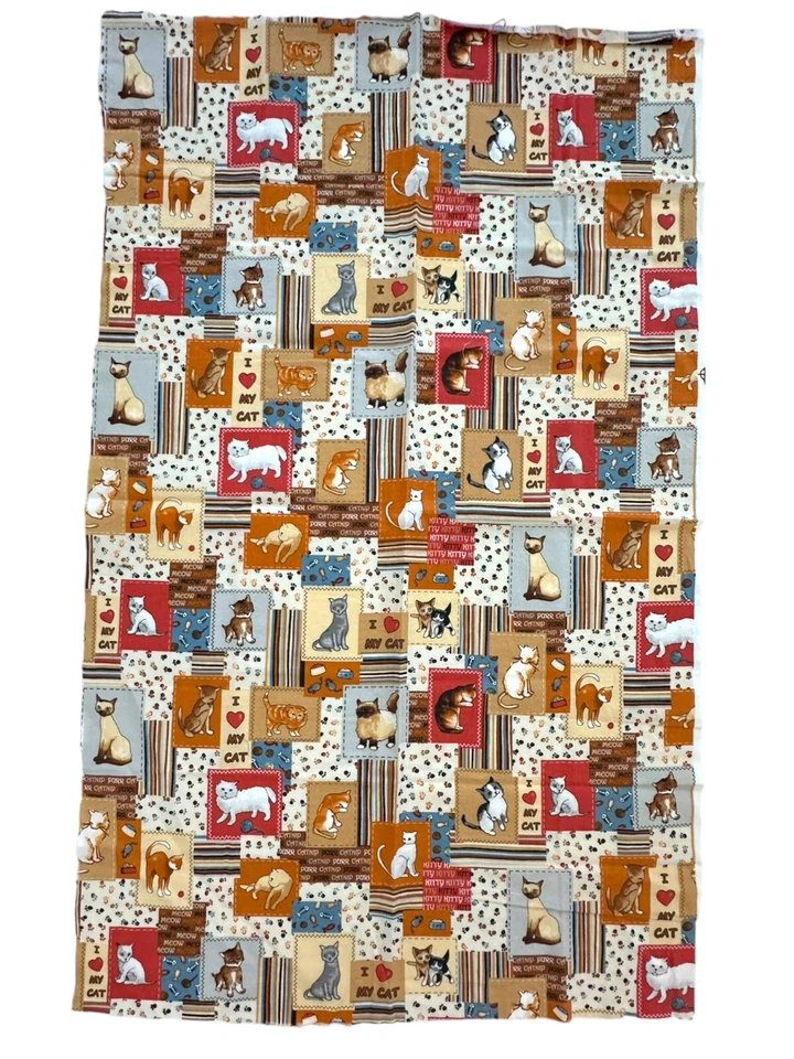 Tela Gato Siamés Patchwork Tramposo Algodón Marrón Retro *2 PIEZAS* (35 L x 20 W) Foto 2 de 4
