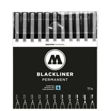 CHARTPAK, MOLOTOW BLACKLINER PERMANENT 11 PEN SET New