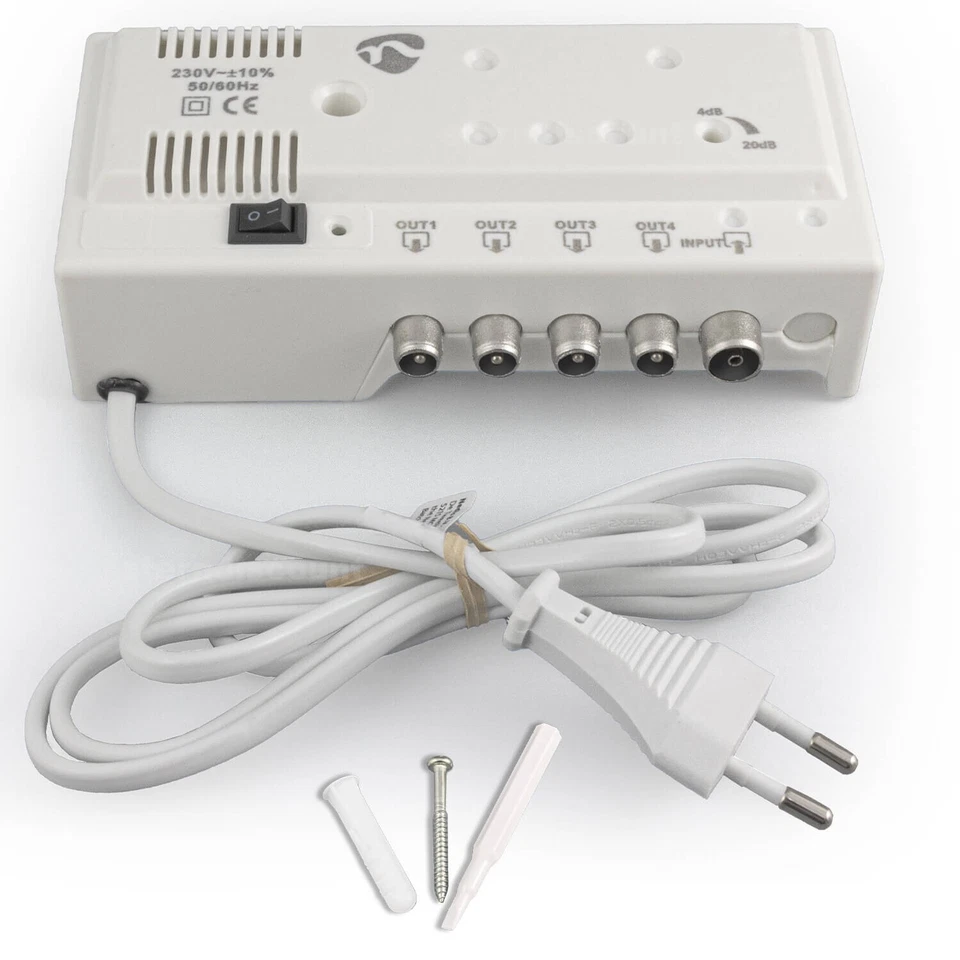 TV Antennenverstärker Kabelfernsehen 4x 20dB DVB-C Verstärker Digital TV HDTV 4K - Bild 2 von 4