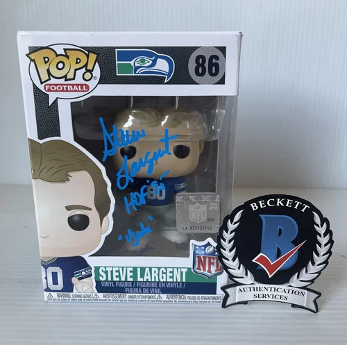 Steve Largent Signed Seattle Seahawks FUNKO POP 86 NFL Beckett QR Code COA 6