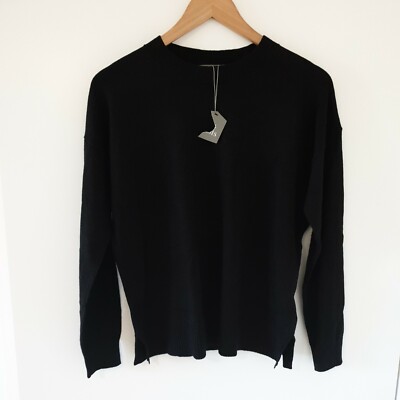 Oasis schwarzer Strickpullover Relaxed Fit Rundhals Größe S UVP 29 
