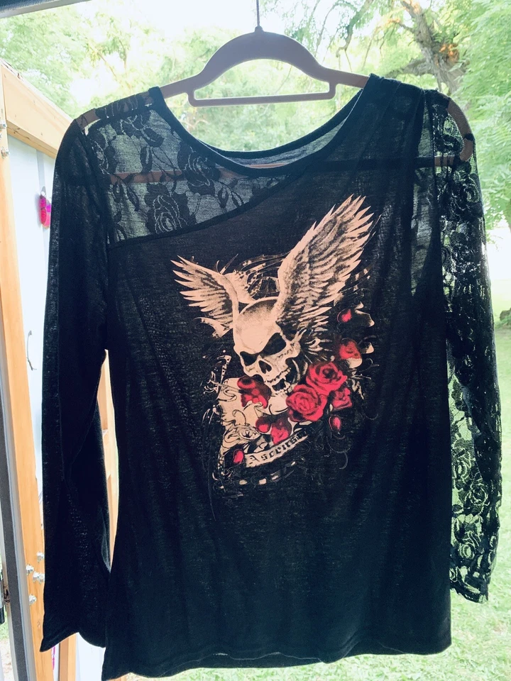 Woman’s Skull In Roses Shirt