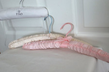 3 Vintage Satin  Cloth Padded Coat Hangers F.A.O. SCHWARTZ Pink/Ivory