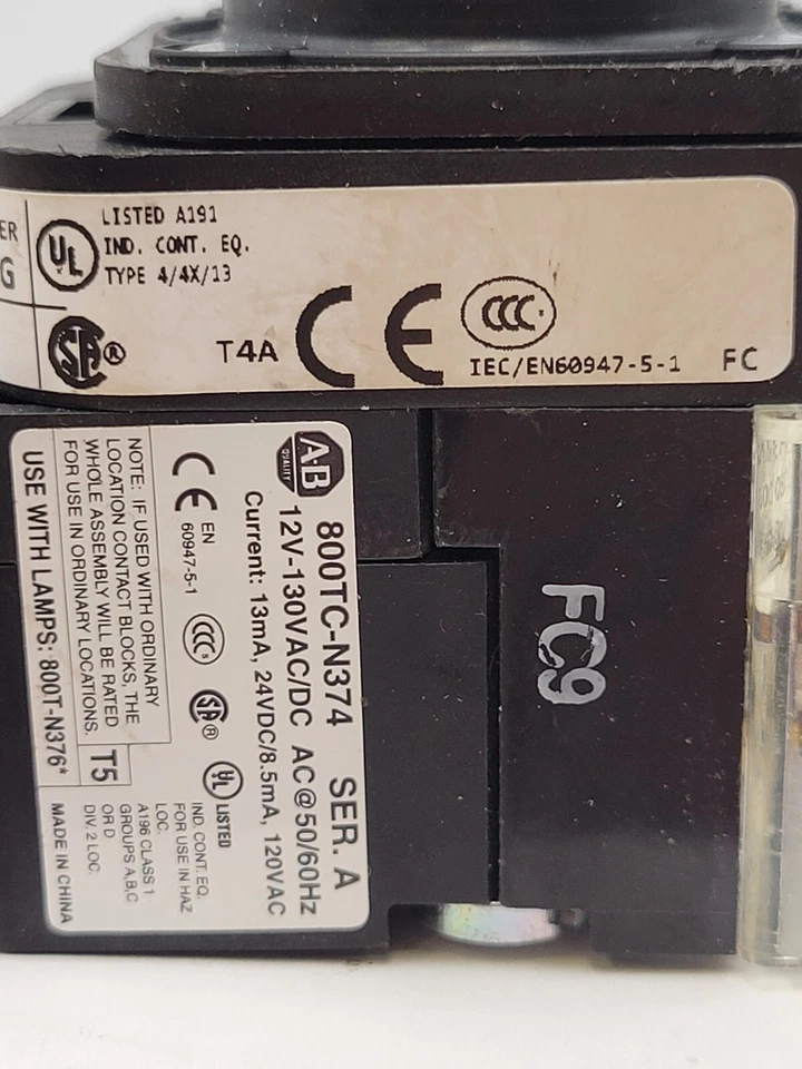 Allen-Bradley 800H-QRTH2R 30 mm Pilot Light Red LED Push to Test 12-130V AC/DC - Image 4 of 4