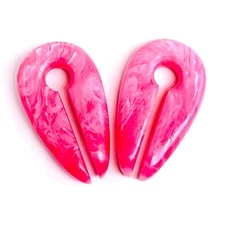 PAIR Of Rose Quartz Keyhole Hanger Ear Weight Gauge Size 6,8,10 MM & Customize.