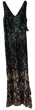 New Alex Evenings Dress Gown Sequin Long Formal Size 8 Black With Lining Zip