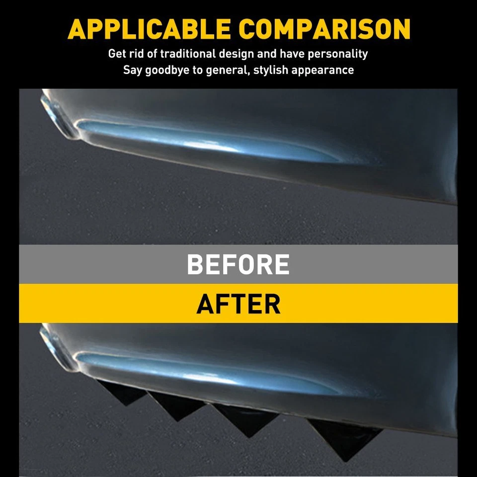 Auto parts Rear Lower Bumper Diffuser Fin Spoiler Lip Wing Splitter 1.2"*5.9" D - Image 3 of 4