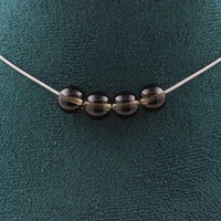 Steine Und Mineralien. Halskette 4 Perlen Rauchquarz 8 Mm Kette Aus Edelstahl