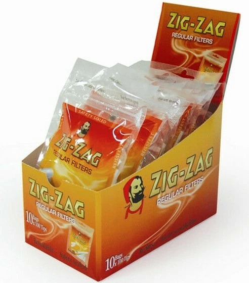 Zig Zag Regular Filter Tips Resealable Bag Filters - Cigarette Filters 100 X 10