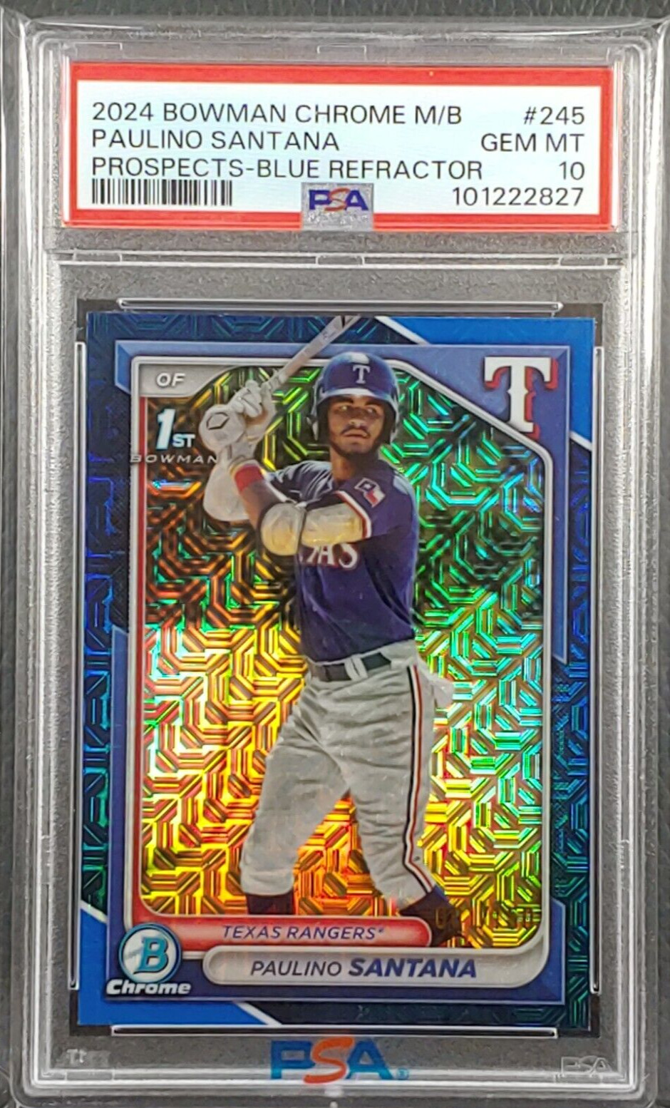 Paulino Santana 2024 Bowman Chrome Blue Refractor 1ST /150 BCP-245 - PSA 10 GEM