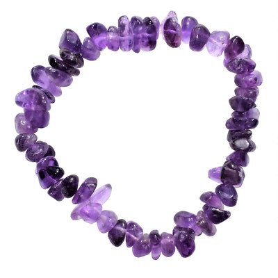 CHARGED Premium Natural (Dark) Amethyst Crystal Chip Stretchy Bracelet