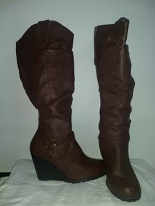 wide calf wedge heel boots