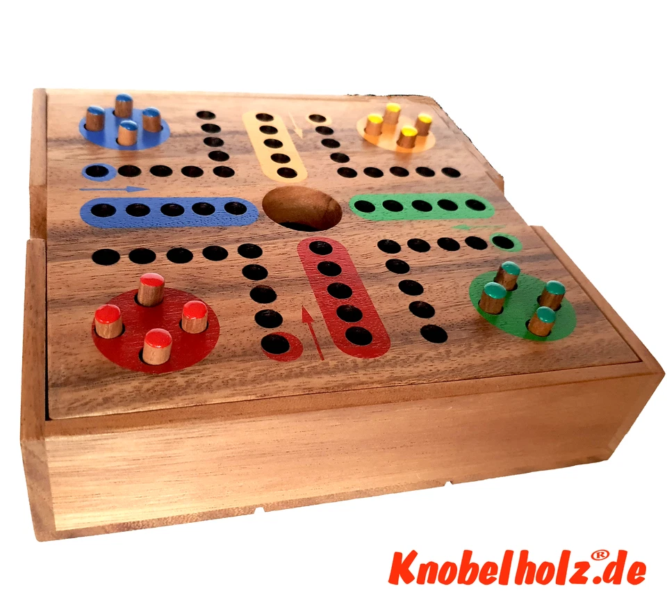 Pig Hole Schweinchenspiel® original  Knobelholz Spiele Box mit Ludo +Tic Tac Toe - Bild 4 von 4