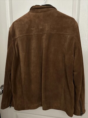 Banana Republic Men's Cowhide Suede Leather Full Zip Jacket Brown
