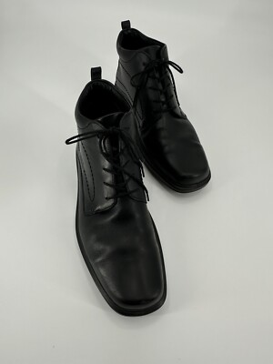 ECCO Gore-Tex Leather Chukka Ankle Boots Lace Up Black Men's Size EU 47 US 13.5