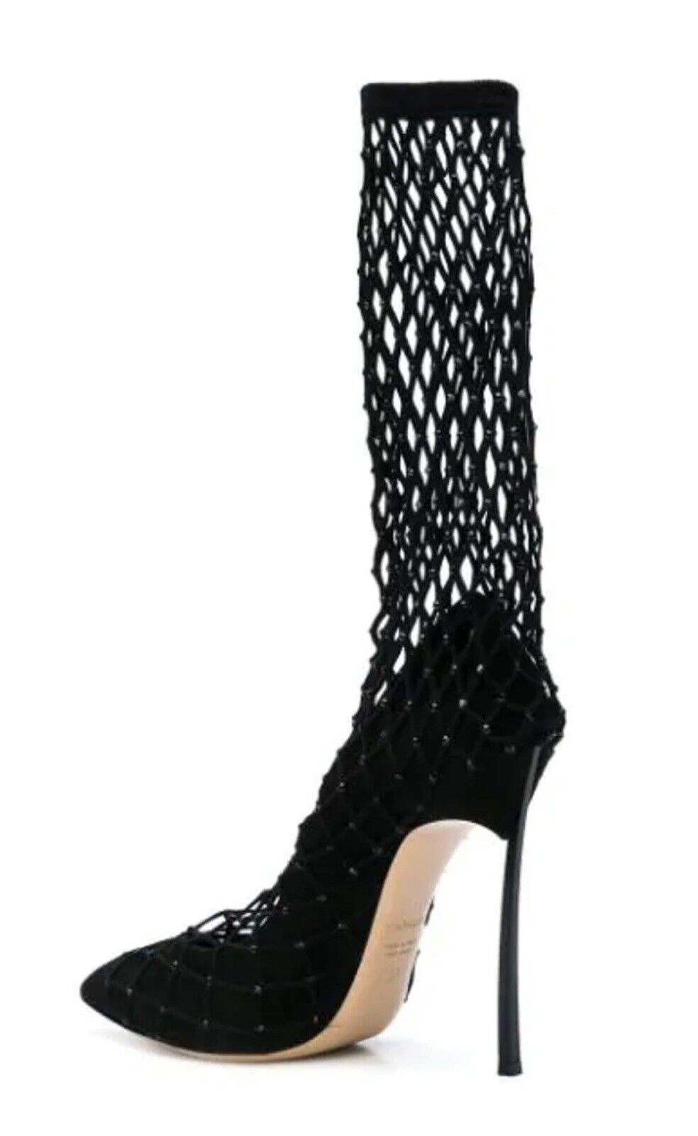 Casadei Black Fishnet Sock Booties High Heels Siz… - image 2