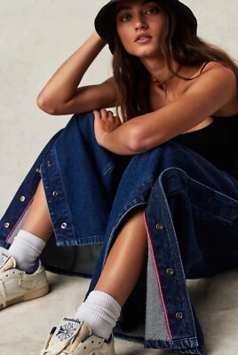 Free People Wide-Leg Jeans Gr. L dunkelblau Schlaghose Time Warp von We The Free 