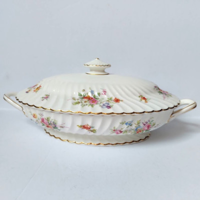 Minton Marlow Covered Oval Veggie Dish - Older, Globe Stamp